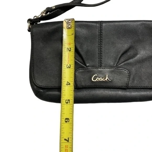 Coach black leather Ashley wristlet bag